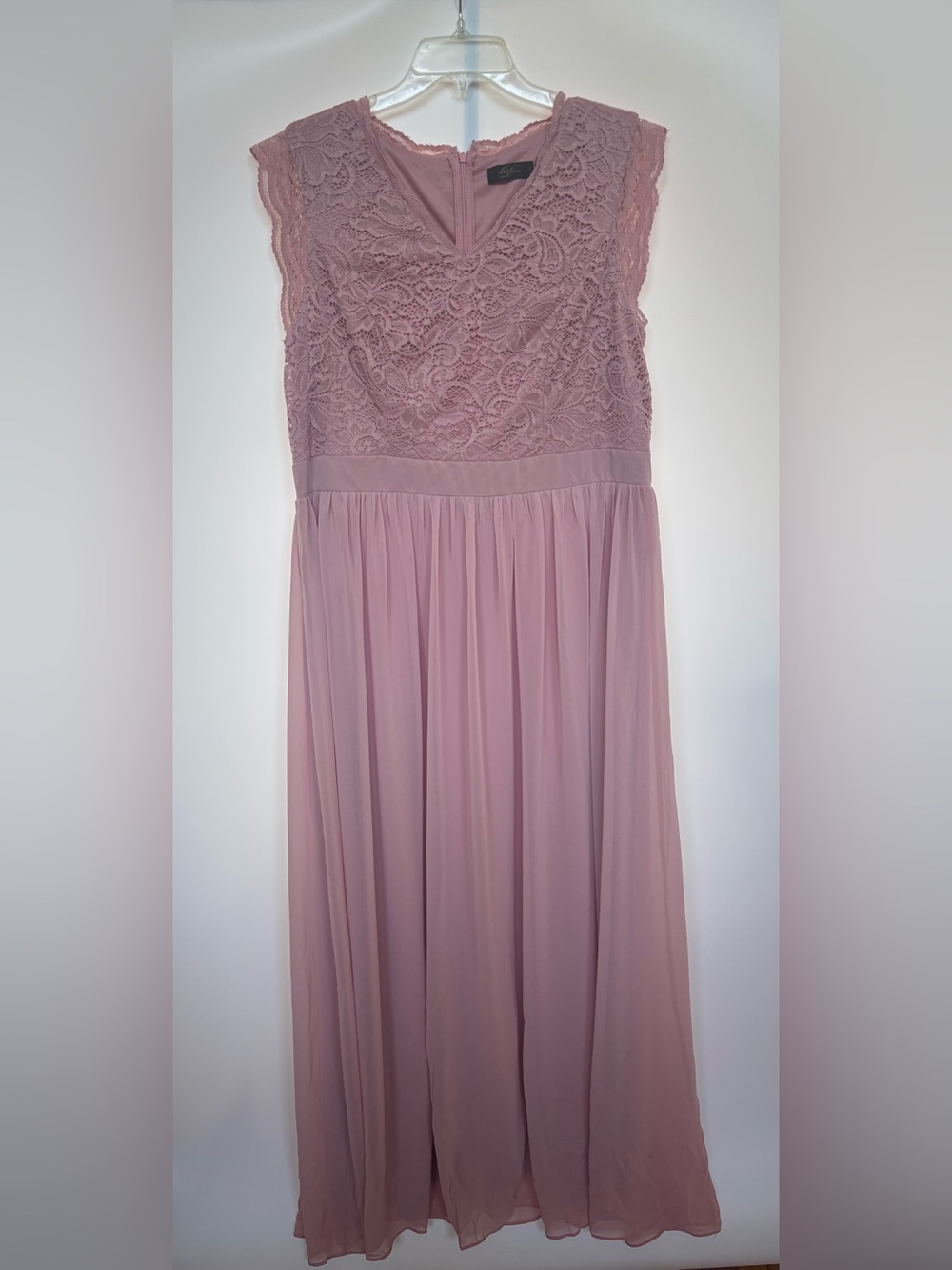 Dressystar formal Vneck Floral Lace Sleeveless Chiffon Flowy Dress, Pink,  2